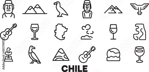 Chile vector icons set isolated on transparency background, chile transparency concept