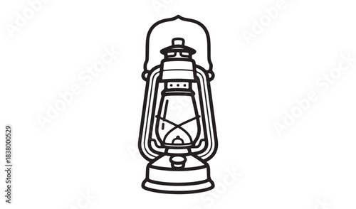 Antique vintage kerosene oil lamp lantern isolated on white background