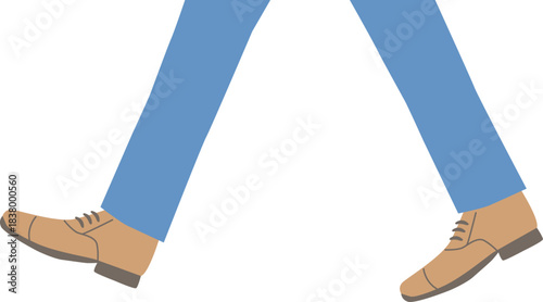 Illustration of a man walking in blue slacks and leather shoes