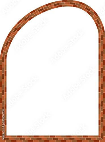Round rampant Arch brick brickwork brown border picture frame vintage retro antique handcraft framework architecture decorative element isolated background 