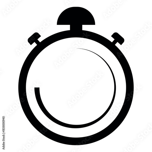 Stopwatch icon, black and white time symbol, minimal productivity design