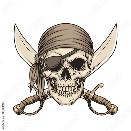 Pirate Skull with Crossed Swords and Eye Patch.