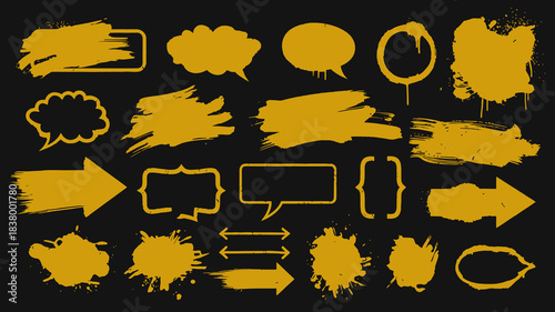 Diverse Grunge Graphic Set Spray Graffiti Stencil And Ink Callouts