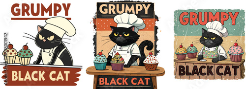 Grumpy Black Cat T-shirt Design