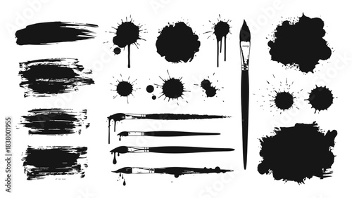Ink Brushstroke And Paintbrush Template With Dirty Artistic Elements