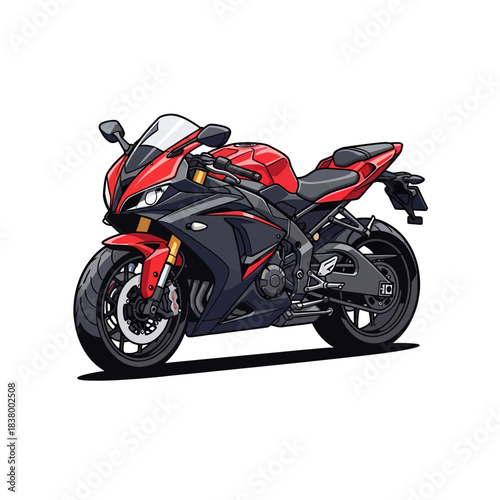 Red and black sport motorcycle vector illustration.