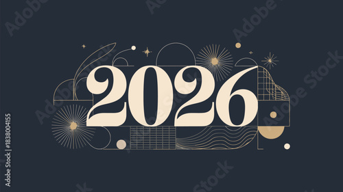 Elegant 2026 new year celebration with abstract geometric design