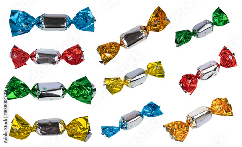 Wallpaper Mural Candies in bright wrappers falling on white background Torontodigital.ca