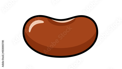 A Single Brown Kidney Bean With A Shiny Surface Against A Black Background And A Subtle Highlight On The Top Left Side