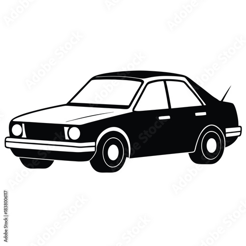 car wrap black and white silhouette on white background
