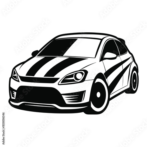 car wrap black and white silhouette on white background