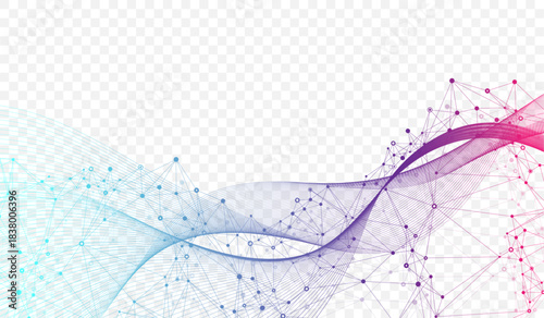 Abstract tech network connection dots. Digital background and big data technology. Blue background with plexus lines effect. Geometric background with abstract mesh.