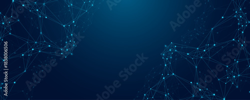 Global network connection banner design template. Header social network communication in the global business concept. Big data visualization. Internet technology
