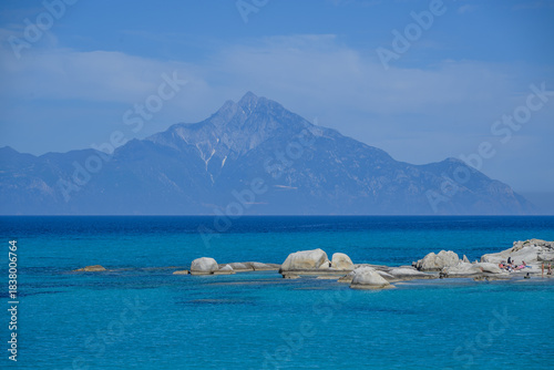 Fototapeta Naklejka Na Ścianę i Meble -  Orange beach (Kavourotrypes, Portokali) in Halkidiki near Sarti, Greece	
