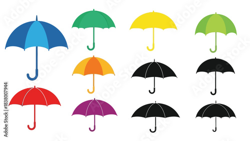 Colorful umbrellas arranged in rows a vibrant collection of rain protection