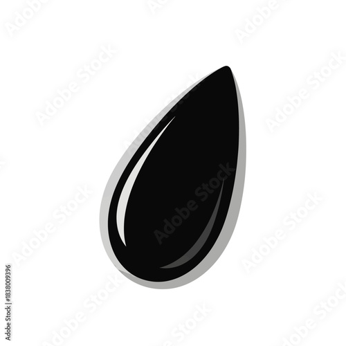 Single black teardrop shape with a glossy finish and subtle highlight.