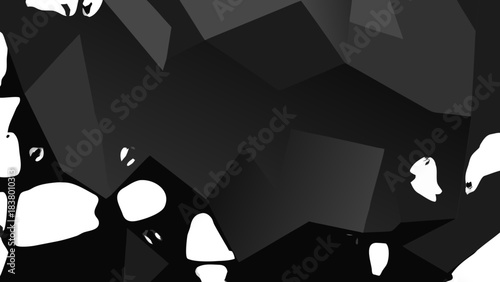 Abstract Dark Geometric Shapes with Polygonal Forms and Jagged Edges on Black Background Dynamic Shadow Play