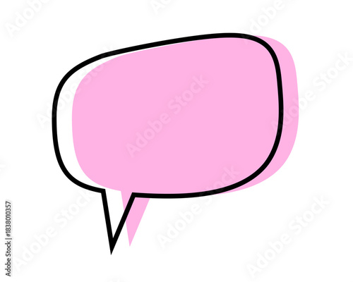 Cute doodle speech bubble template. Blank dialogue balloon, text box, idea or thought frame, message tag, conversation labels, feedback sticker isolated on white background. Vector illustration.