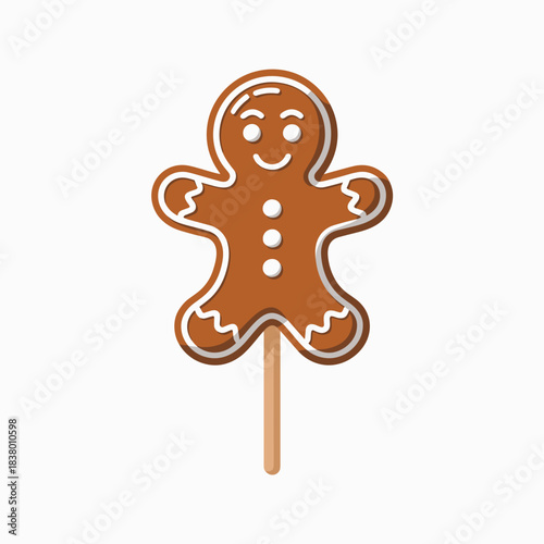 Minimalist gingerbread man cake pop vector illustration.