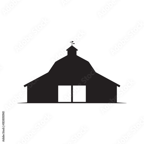 Traditional Barn or Farm Building Silhouette VectorPrint
