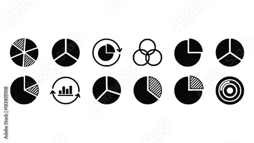 Pie chart vector icons set data visualization and infographics