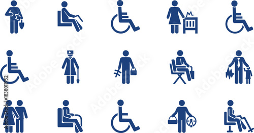 Set of vector silhouette pictograms for men, women, and family toilet symbols design and illustration