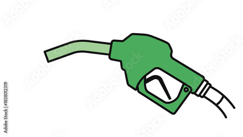 A simple green illustration of a fuel pump nozzle for gasoline