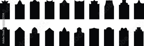 Set of islamic shape illustration design.  Arabic door and window vector silhouette. Traditional islamic window shapes in oriental style. 