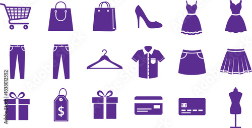 Shopping and Fashion Icons shopping cart shopping bag