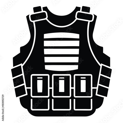 bulletproof vest with tactical gear black and white