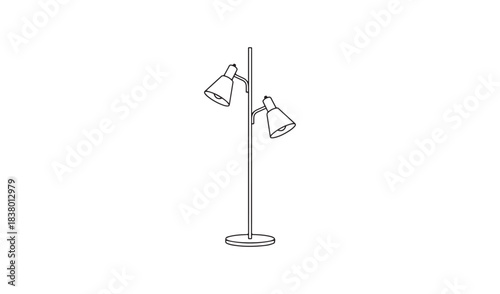 Minimalist line drawing of a double headed floor lamp