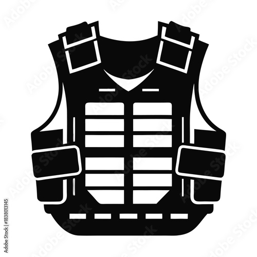 bulletproof vest with tactical gear black and white