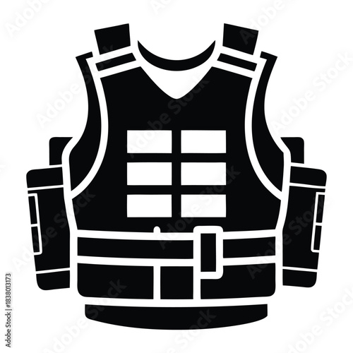 bulletproof vest with tactical gear black and white