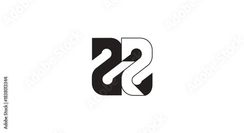 Stylized Black and White Number 22 Logo Design.