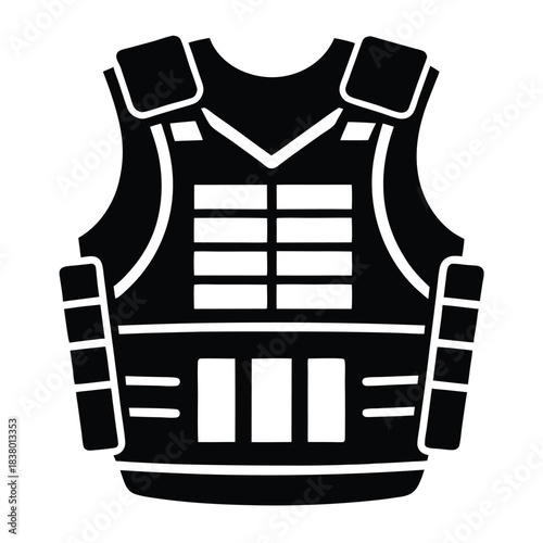 bulletproof vest with tactical gear black and white