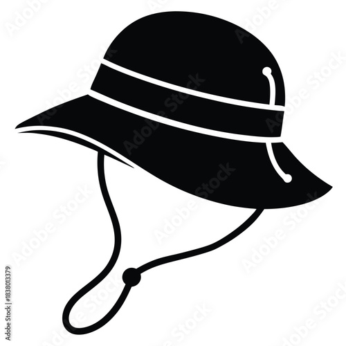 bucket hat with chin strap black and white silhouette