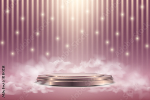 Premium shining background with spotlight podium.