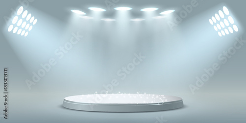 Stage and lighting effect. Studio lighting effect.