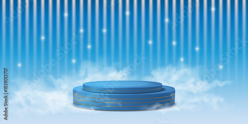 Premium shining background with spotlight podium.