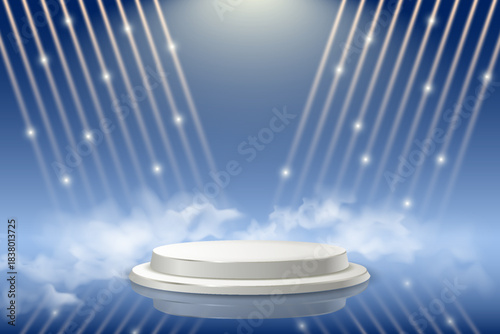 Premium shining background with spotlight podium.