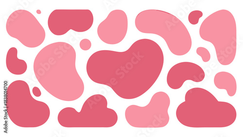 Abstract Organic Shapes in Shades of Pink and Rose Against a Black Background Perfect for Design and Graphics