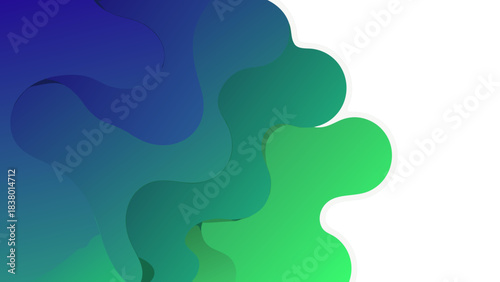 Abstract Organic Shapes With Blue Purple Gradient And Green Teal Teal Palette Transitioning Into Black Background With White Outline