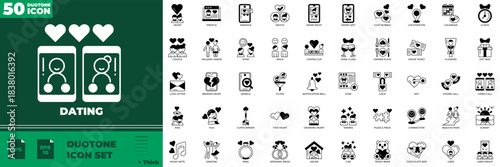 Dating Duotone Editable Icons set