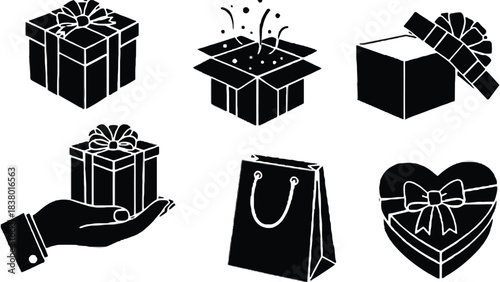 Black gift icons for business and personal use