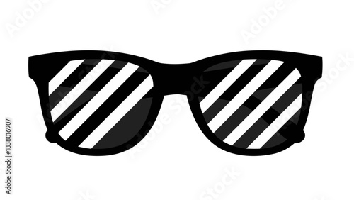Black and white striped eyeglasses with dark grey frames and rounded lenses on a solid black background stark contrast simple accessory for vision correction or fashion statement