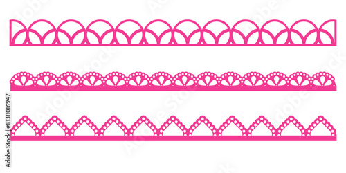 Lace scallop border edge frame pattern vector trim tape simple is shaped with smooth flow. This punch paper touch creates subtle depth. A calm ornament for print or web.