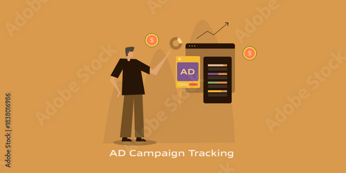 Corporate analyst monitor diverse digital ads, budget distribution across top performing AD set.