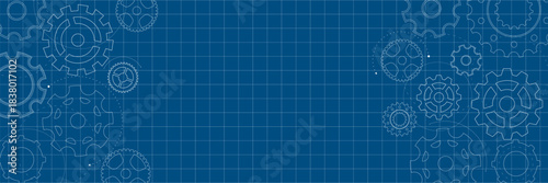 Gear blueprint technical mechanism construction background wheel industry pattern engineering. This design is created with depth and flow. An abstract modern concept for creative projects.