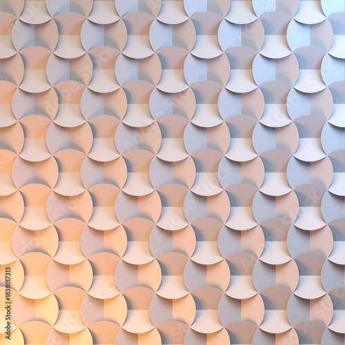 3D illustration with an abstract pattern of intersecting circles. Modern background