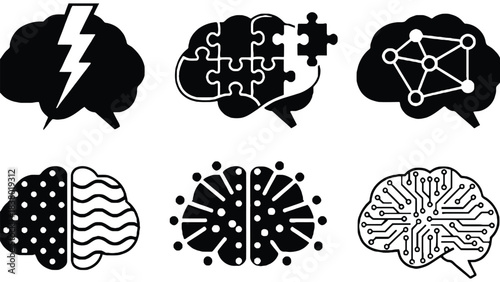 Brain illustrations with creative innovative concepts